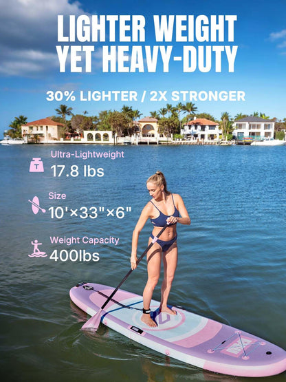 Niphean Inflatable Stand up Paddle Board with StabilTrac Fin, 400LBS Capacity & Wide EVA Inflatable Paddle Boards for Adults & Youth, Lightweight SUP Board for Yoga & Fitness with Easy-Carry Strap