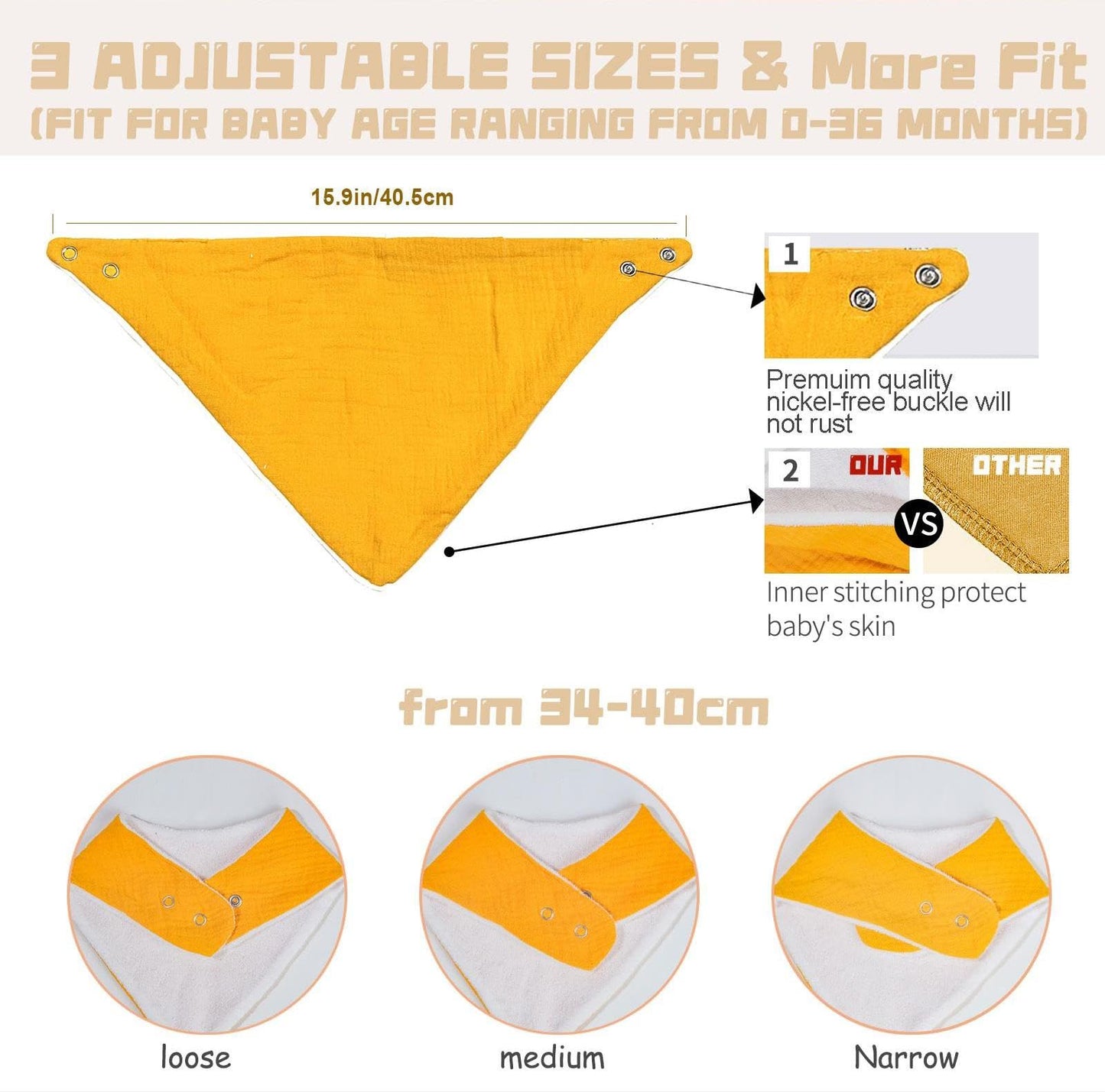 NISXABEBE Muslin Baby Bibs,Soft Triangular Baby Bandana Drool Bibs for Baby Boy Girl,Solid Colors Bib for Drooling Teething 6 Pack(Unisex)