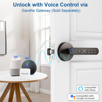 Gavdhe Fingerprint Door Lock Smart Fingerprint Door Knob with Keyless Entry Biometric Door Lock with Keypad App Control Easy Installation for Home Bedroom Office(Starry Grey)
