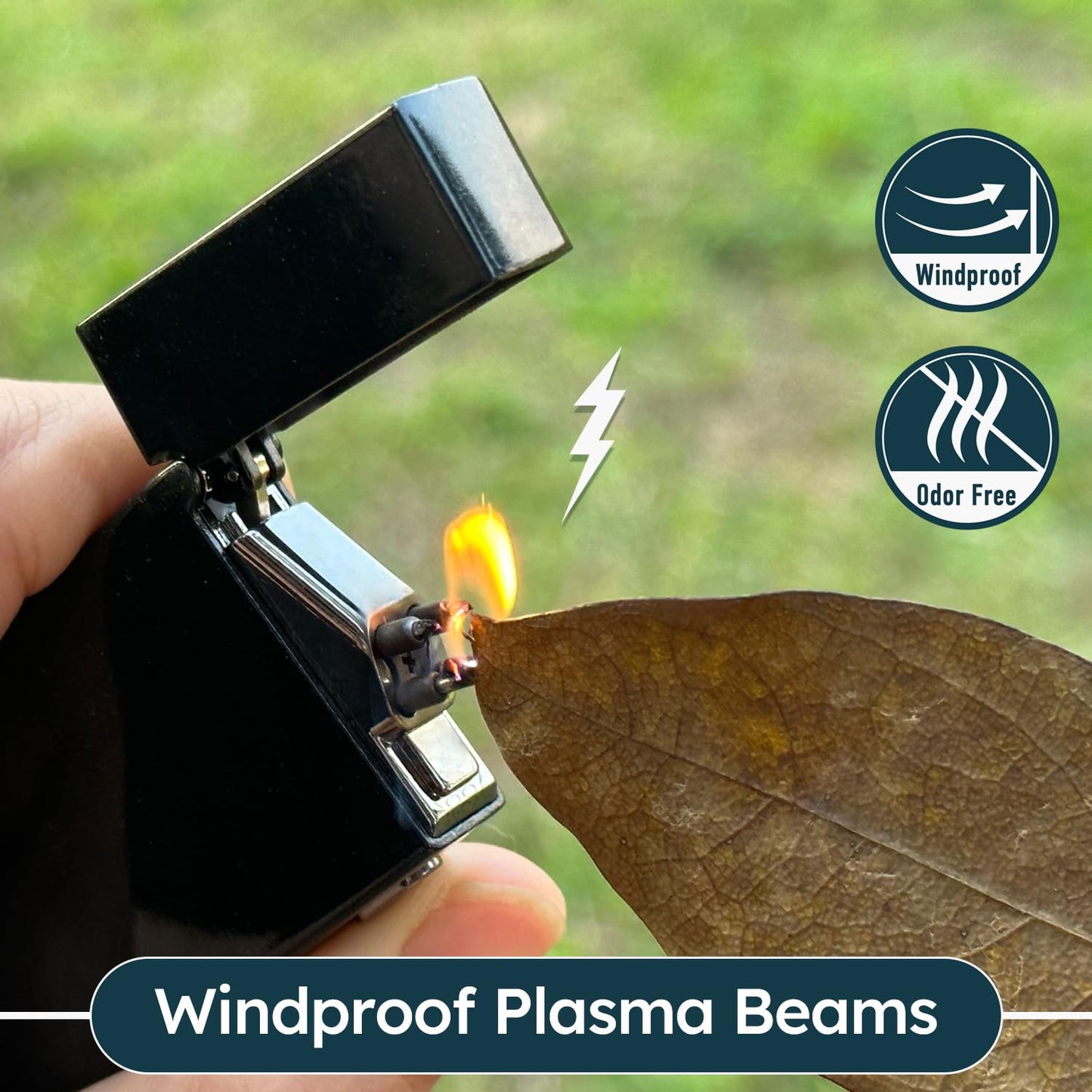 Lighter - Electric Lighter Windproof Double ARC Plasma Lighter USB Rechargeable with Battery Indicator - S2000 (Black.2000)