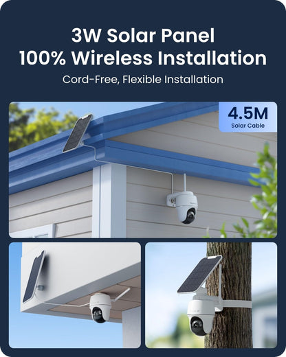 REOLINK First 4K Solar Security Cameras Wireless Outdoor, Argus PT Ultra+ 3W Solar Panel, 360° Pan Tilt Auto-Tracking, 8MP Color Night Vision, 2.4/5 GHz Wi-Fi 6, No Monthly Fee, Home Hub Compatible