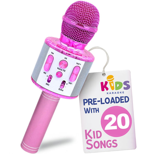 Move2Play, Kids Karaoke Microphone | Includes Pre-Loaded Songs & Bluetooth | Kids Birthday Party Gift | Toy for All Ages 2, 3, 4, 5, 6+ Year Old Girls, Boys & Toddlers