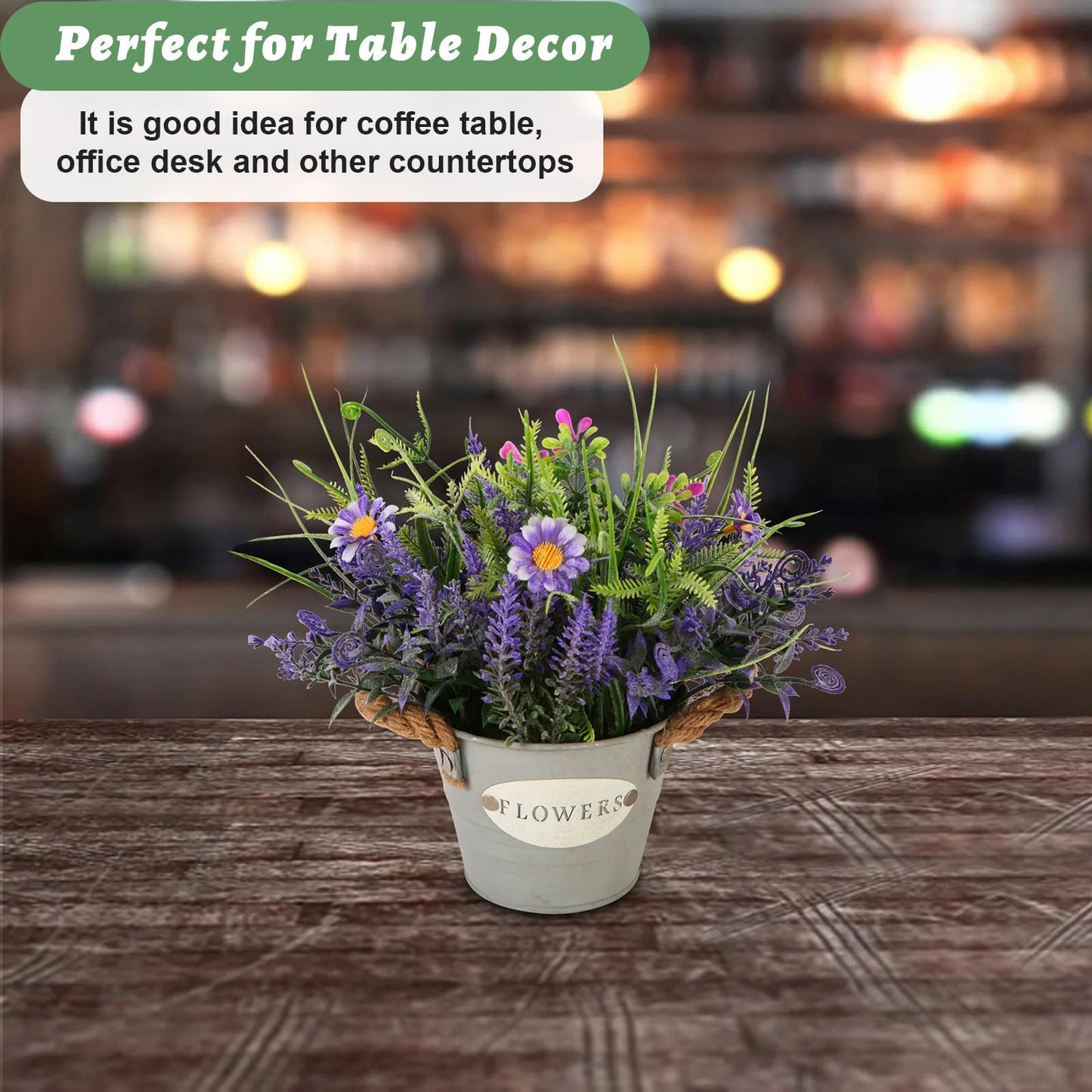 MIXROSE Fake Plants Purple Lavender Flowers in Pot 10" Tall Faux Artificial Potted Plant Greenery for Home Office Patio Coffee Table Farmhouse Aesthetic Bedroom Bathroom Decor