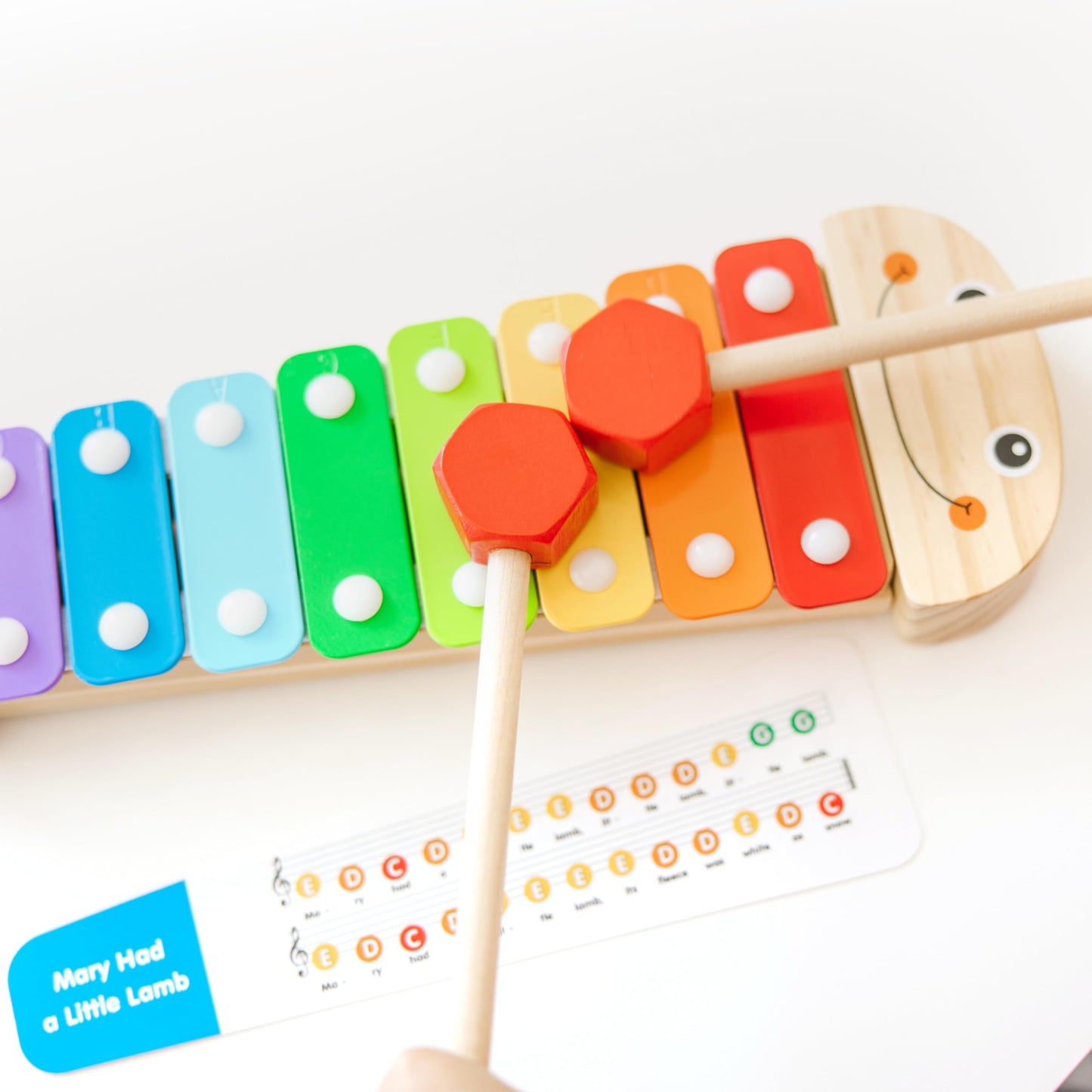 Melissa & Doug Caterpillar Xylophone Musical Toy with Wooden Mallets 15.25" x 6.5" x 1.5", Blue