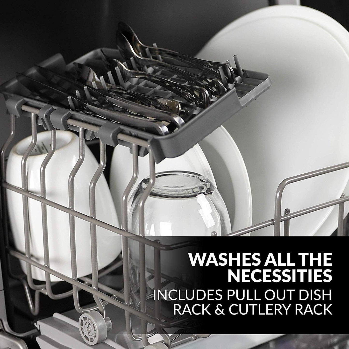 Farberware FDW05ASBWHA Complete Portable Countertop Dishwasher with 5-Liter Built-in Water Tank, 5 Programs, Baby Care, Glass & Fruit Wash, Black/White Original