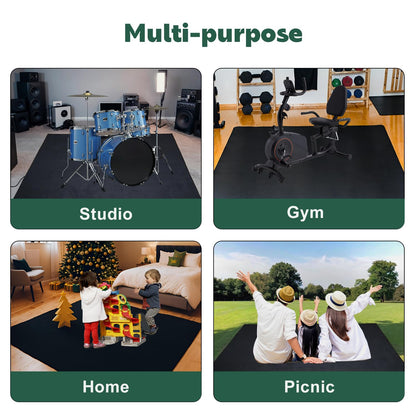 Qintan Drum Rug, Drum Mat with Non-Slip Grip Bottom(4x5.3Ft), Drum Carpet for Noise Reduction, Drum Pad for Jazz Drum & Electric Drum Set, Ideal Gift for Drummers, Drum Accessories, 47x63in, Black