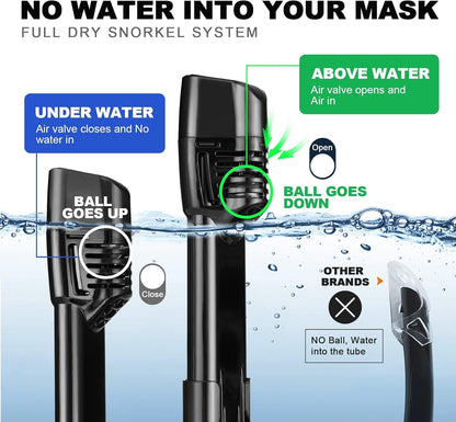 Odoland Snorkeling Packages, Full Face Snorkel Mask for Adults & Youth with Camera Mount, Adjustable Swim Fins, Anti-Fog Anti-Leak Diving Gear for Men Women Teens, Black, L/XL