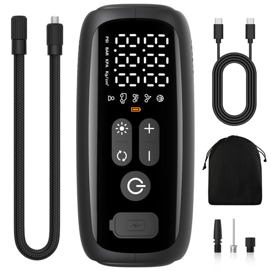 PESEIL Tire Inflator Portable Air Compressor, 28 Cylinders 12V Air Compressor, 140W Auto Shut-Off with LED Light 150psi Pump, Portable Air Compressor for Car Tires, Bicycle, Moto, Ball etc.