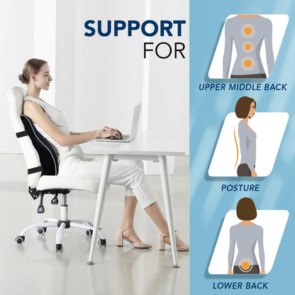 Lumbar Support Pillow for Office Chair & Car, Ergonomic Back Support Memory Foam Back Cushion with 3D Washable Cover, Relieves Back Pain for Driving, Gaming, Truck, Recliner
