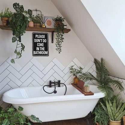 Please Don'T Do Coke In The Bathroom Sign Funny Room Decor For Men Cool Tapestry For College Dorm Metal Tin Signs Man Cave Decor Toilet Sign Black 12 X 8 Inch