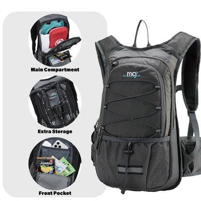 Insulated Hydration Backpack Pack with 2L BPA Free Bladder - Keeps Liquid Cool up to 5 Hours – for Running, Hiking, Cycling, Camping (Solid Grey)