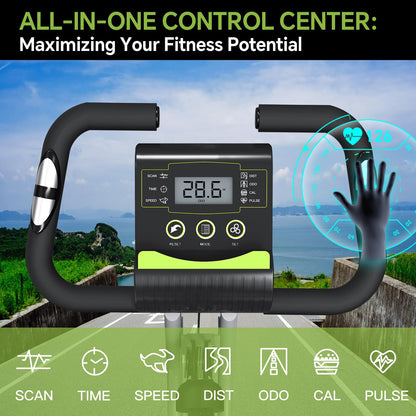 LINBOLUSA Indoor Exercise Bike for Seniors, 5 IN 1 Foldable Stationary Bike with 16-Level Magnetic Resistance and Tri-Position Ride, 300LBS Capacity, 5.5 LBS Flywheel, for Home Workout 817 Black