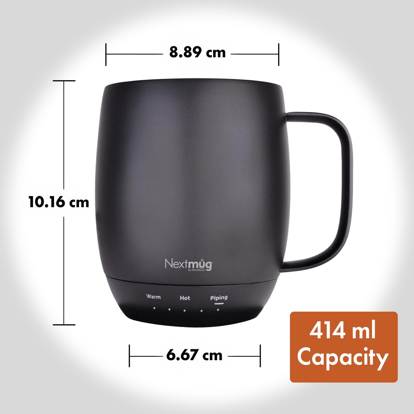 Nextmug - Temperature-Controlled, Self-Heating Coffee Mug (Black - 14 oz.)