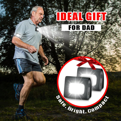 GOANDO 2 Pack Safety Jogging LED Light, Black, Water Resistant, 4 Modes, USB Charging, Strong Magnetic Clip for Night Running, Walking, Hiking