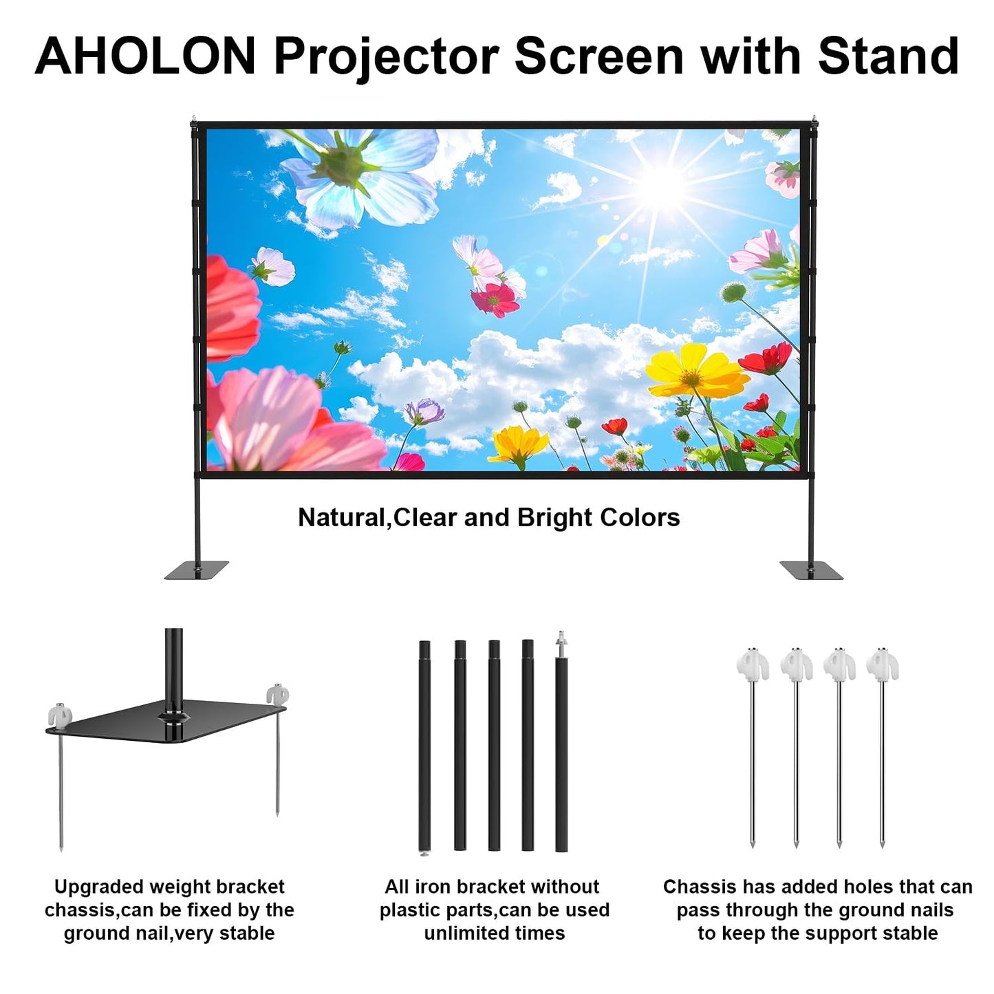 Outdoor Projector Screen with Stand - 100 Inch Portable Projector Screen Indoor and Outdoor Projector Screens 16:9 5K HD Wrinkle Free Lightweight Movie Screen with Carry Bag,Enioy Movie Nights