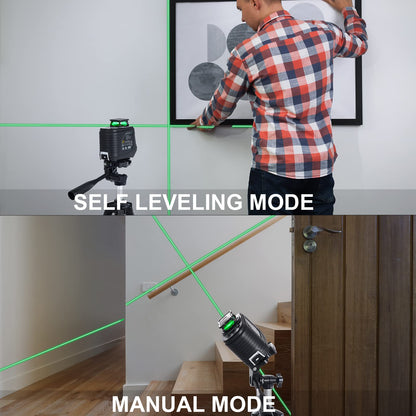 Laser Level with Tripod, Firecore 360° Self Leveling Cross Line Laser Level with Pluse Mode, Green Lazer Leveler tool for Hanging Pictures Wall Tile Construction, L-Bracket & Carry Pouch Included