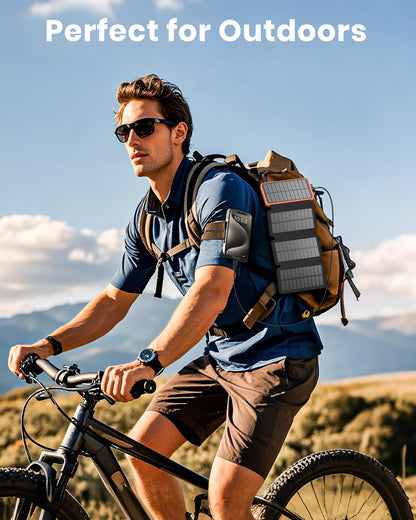 Hiluckey Solar Charger 25000mAh, Outdoor USB C Portable Power Bank with 4 Solar Panels, 3A Fast Charge External Battery Pack with 3 USB Outputs Compatible with Smartphones, Tablets, etc.