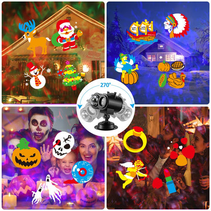 Ocean Wave Christmas Projector Lights, Elec3 16 Slides 2 in 1 Pattern Projection Lights, Decoration Landscape Lights Used Outdoor Indoor for Holidays, Halloween, Parties,Birthday