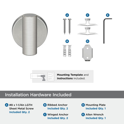 Amerock BH26542SS | Stainless Steel Single Robe Hook | 2-1/4 in. (57 mm) Length Towel Holder | Arrondi | Towel Hook for Bathroom | Bathroom Hardware | Bath Accessories