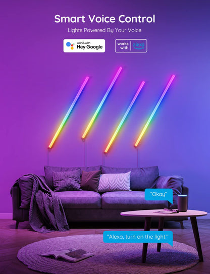 Govee Glide Wall Lights, RGBIC LED Light, Smart Gaming Light Works with Alexa and Google Assistant, RGB Light Bar, LED Wall Lights for Bedroom, 2 Panels Set (3 Sections/Panel)