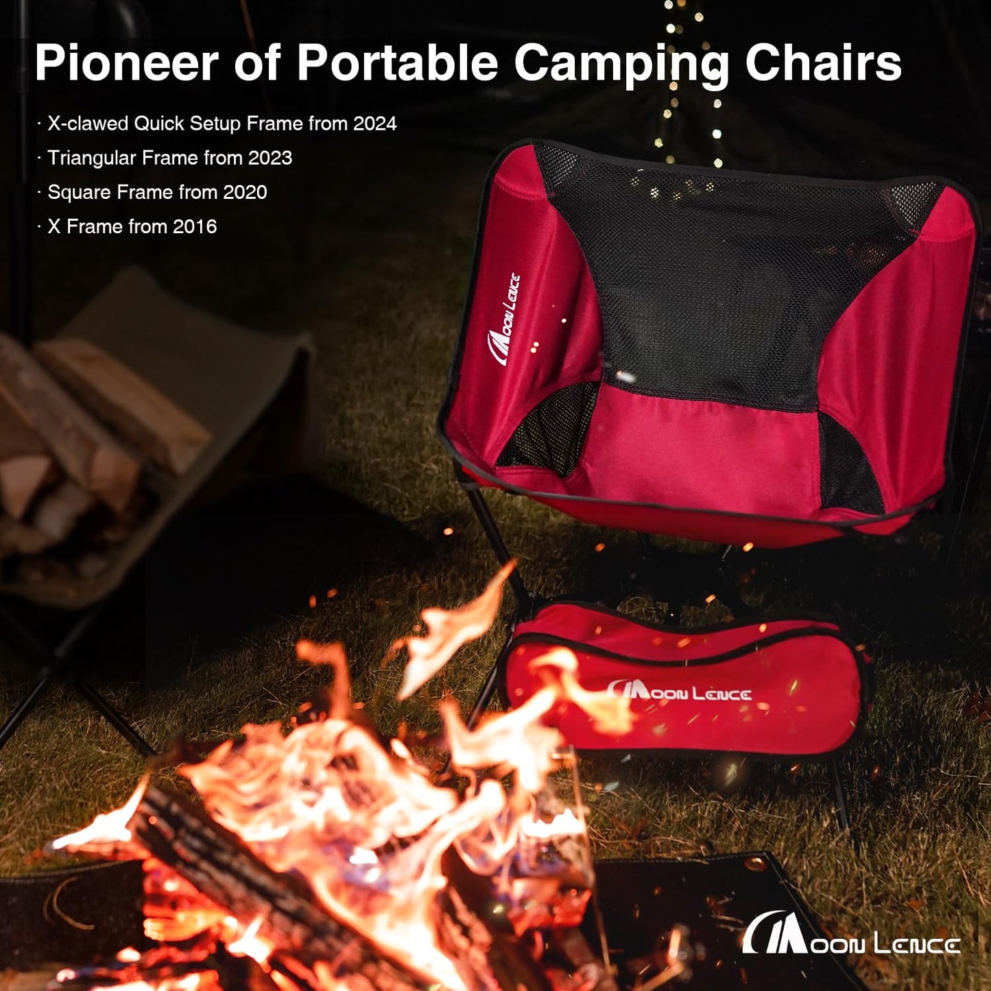 MOON LENCE Portable Camping Chair Backpacking Chair - The 4th Generation Ultralight Folding Chair - Compact, Lightweight Foldable Chairs for Hiking Mountaineering Beach