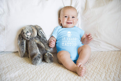 29 Years Until My First Tattoo - Funny Baby Essentials Bodysuit - Newborn Baby Boy Clothes (6 Months, Light Blue)