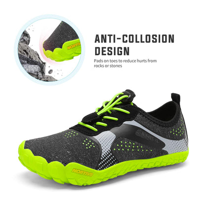 NORTIV 8 Kids Water Shoes, Lightweight Quick Dry Barefoot Athletic Aqua Sports Shoes for Boys & Girls, Outdoor, Summer (Toddler/Little Kid/Big Kid), Size 4 Big Kid,Black/Neon/Green,Aqua-K1