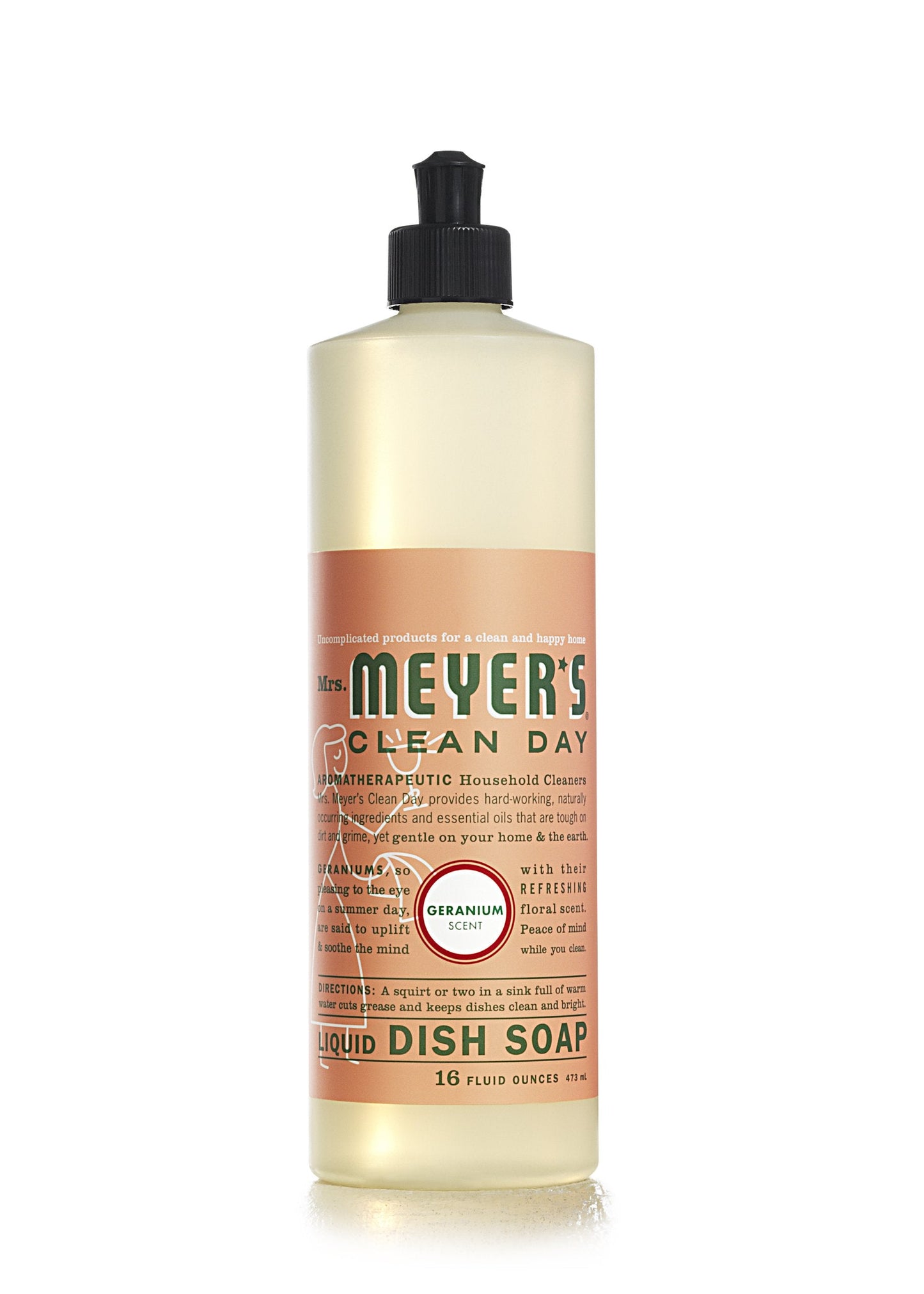 MRS. MEYER'S CLEAN DAY Liquid Dish Soap, Geranium, 16 Fluid Ounce