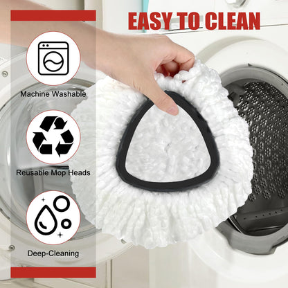 Mop Head Replacement, 3 Pack Spin Mop Refill Replace Head Compatible O Cedar Easywring 1-Tank System, Great Cleaning Power, Microfiber, Helper Housework, Machine Washable Easy-to-Replace, White