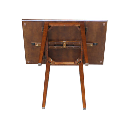 IC International Concepts, Small Drop Leaf Dining Table with Dual 9" Drop Leaf, Solid Real Wood, Sturdy Parawood, Dimensions 36"W x 22"D x 29"H, Espresso