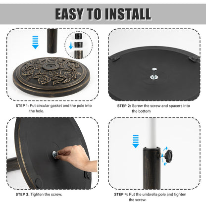 18 Inch Cast Stone w/Resin Shell Patio Umbrella Base, Bronze