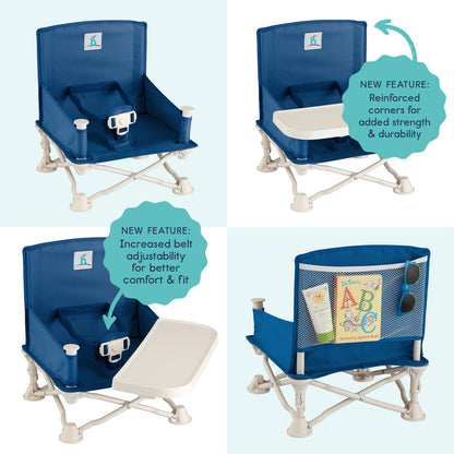 Hiccapop OmniBoost Travel Booster Seat with Tray for Baby | Folding Portable Baby Booster Seat for Dining Table, Camping, Beach, Grandma’s | Tip-Free Design Straps to Kitchen Chairs - Booster Chair