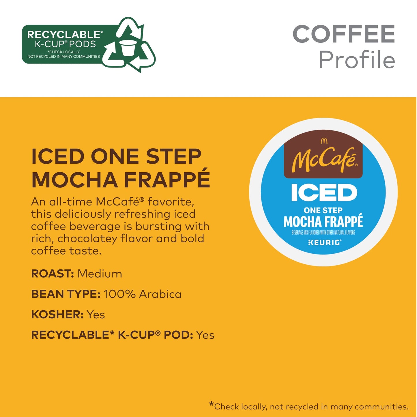 McCafe ICED One Step Mocha Frappe, Keurig Single Serve K-Cup Pods, 20 Count