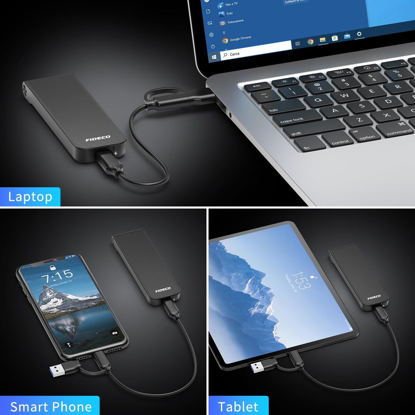 FIDECO M.2 NVMe SSD Enclosure, M.2 NVMe to USB Adapter, USB 3.2 Gen 2 (10Gbps) SSD Reader for M & M+B Key, Sandwich Style Design, Tool-Free Installation, Support UASP and Trim