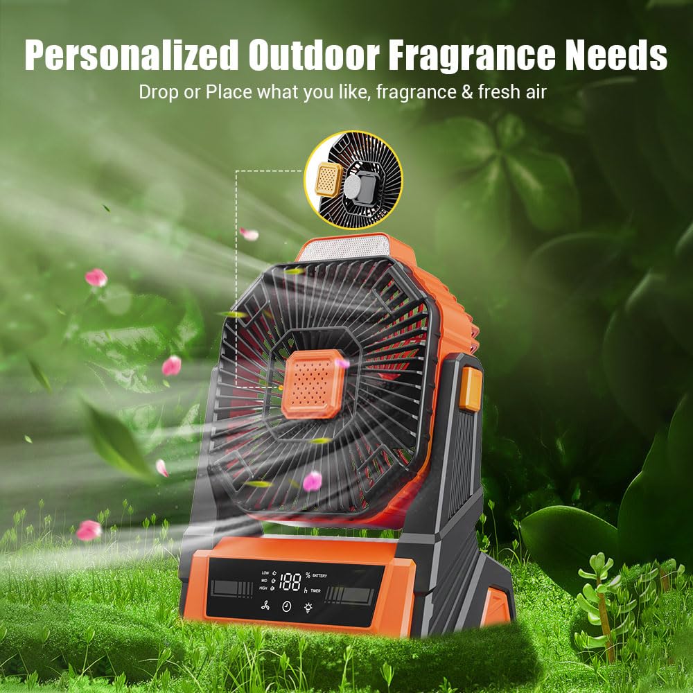 Instern Portable Fan Rechargeable, 20000mAh Battery Powered Desk Fan with LED Lantern, Battery Operated Personal Tent Fans for Camping, Travel, Home, Bedroom, Jobsite, Beach Vacation Essentials