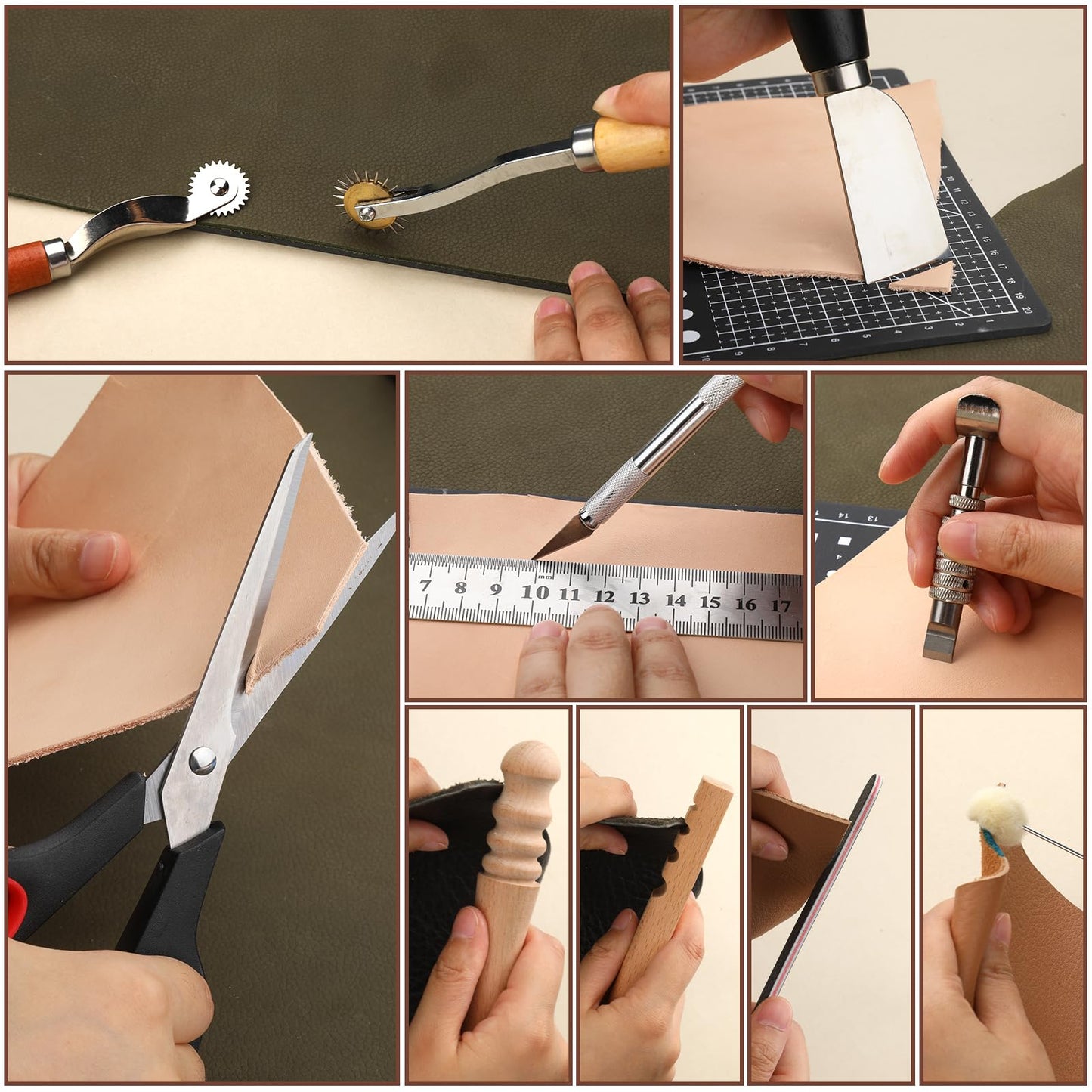 QMNNMA 102PCS Leather Working Tools Leather Tool Kit with Custom Storage Bag, Leather Carving Tools Leather Working Kit for Sewing Carving Cutting Punching Stamping