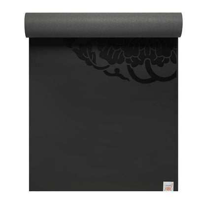 Gaiam Dry-Grip Yoga Mat - 5mm Thick Non-Slip Exercise & Fitness Mat for Standard or Hot Yoga, Pilates and Floor Workouts - Cushioned Support, Non-Slip Coat - 68 x 24 Inches - Black
