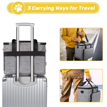 6 Set Dog Travel Bag, Large Pet Travel Kit for Supplies Includes 2 Food Containers, 1 Travel Organizer for Dogs, 2 Collapsible Bowls, 1 Treat Pouch, Dog Weekend Overnight Travel Bag Luggage