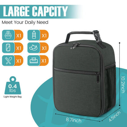 Lunch Bag for Men/Women, Reusable Lunchbox for Adult, Small Insulated Lunch box, Lunch Tote Bag for Office, Work, Picnic - Black