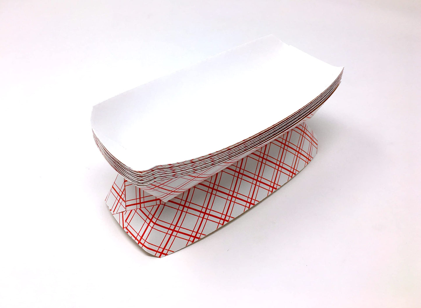 Mr Miracle 7 Inch Paper Hot Dog Tray in Red White Pattern. Pack of 100. Disposable, Recyclable and Fully Biodegradable. Made in USA