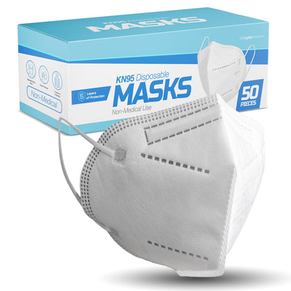 Lyka Distribution KN95 Face Masks - 50 Pack - 5 Layer Protection Breathable Face Mask - Filtration>95% with Comfortable Elastic Ear Loop | Non-Woven Polypropylene Fabric