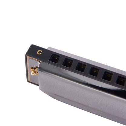 Harmonica 10 Holes 20 Tunes Mouth Organ Blues Deluxe Harmonica, Key of C for Beginner, Adults, Kids Gift, Black