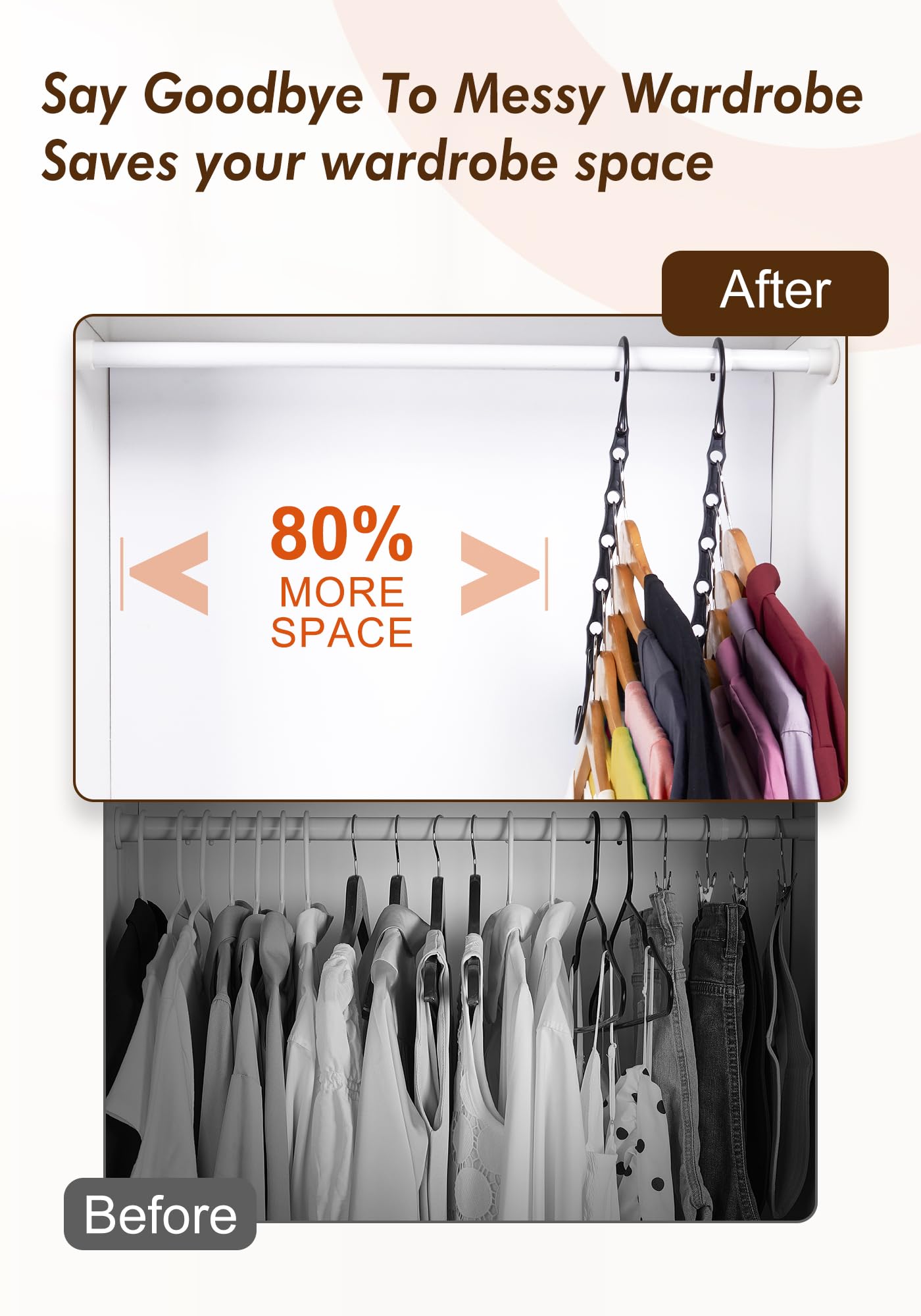 HOUSE DAY Closet Organizers and Storage 12 Pack, College Dorm Room Essentials, Multifunctional Organizer Magic Space Saving Hangers with 5 Holes, Storage Organization for Wardrobe Closet