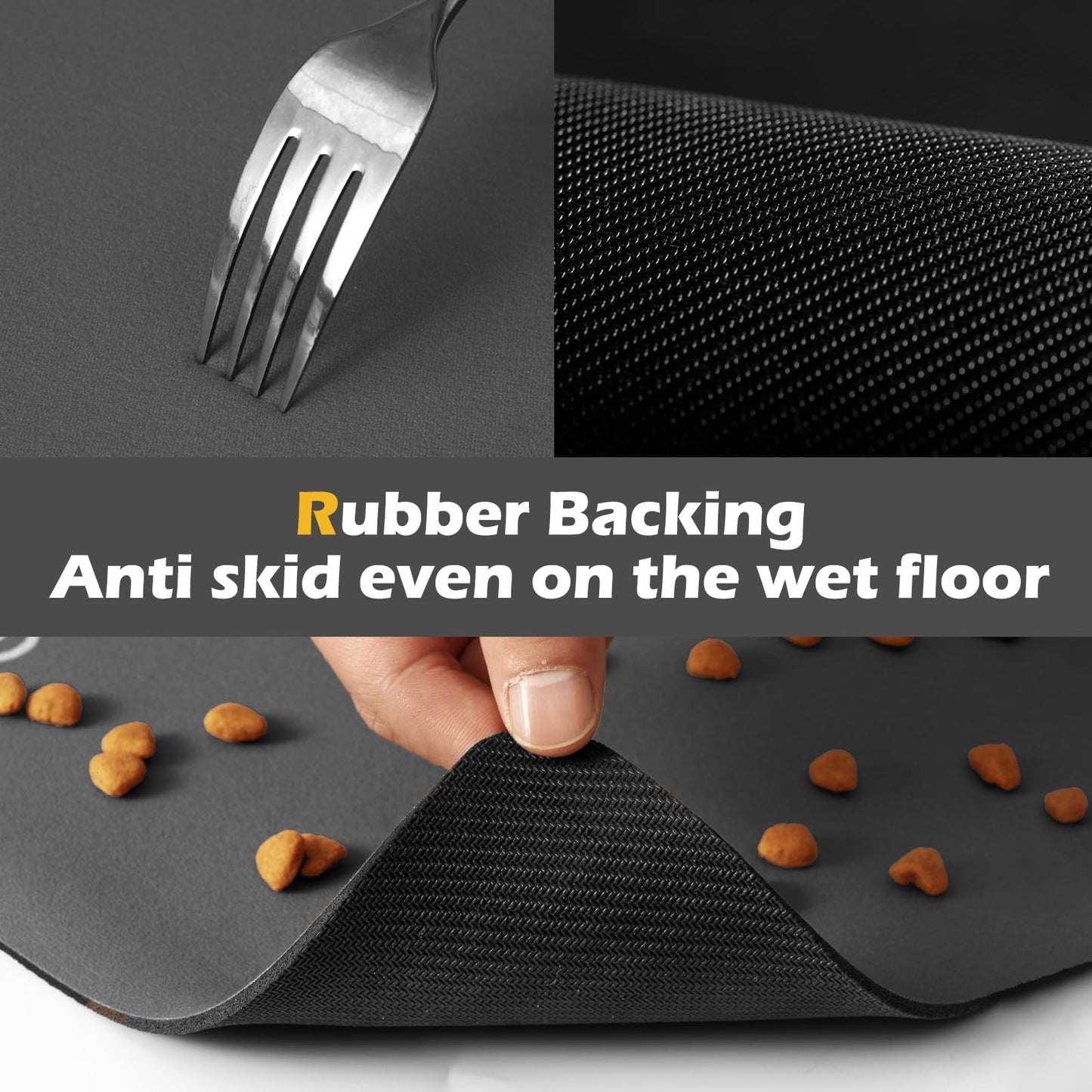 Pet Feeding Mat-Absorbent Dog Mat for Food and Water Bowl-Dog Accessories Pet Supplies-Dog Water Bowl for Messy Drinkers-No Stains Quick Dry Dog Water Dispenser Mat (12"x19", Dark Grey)