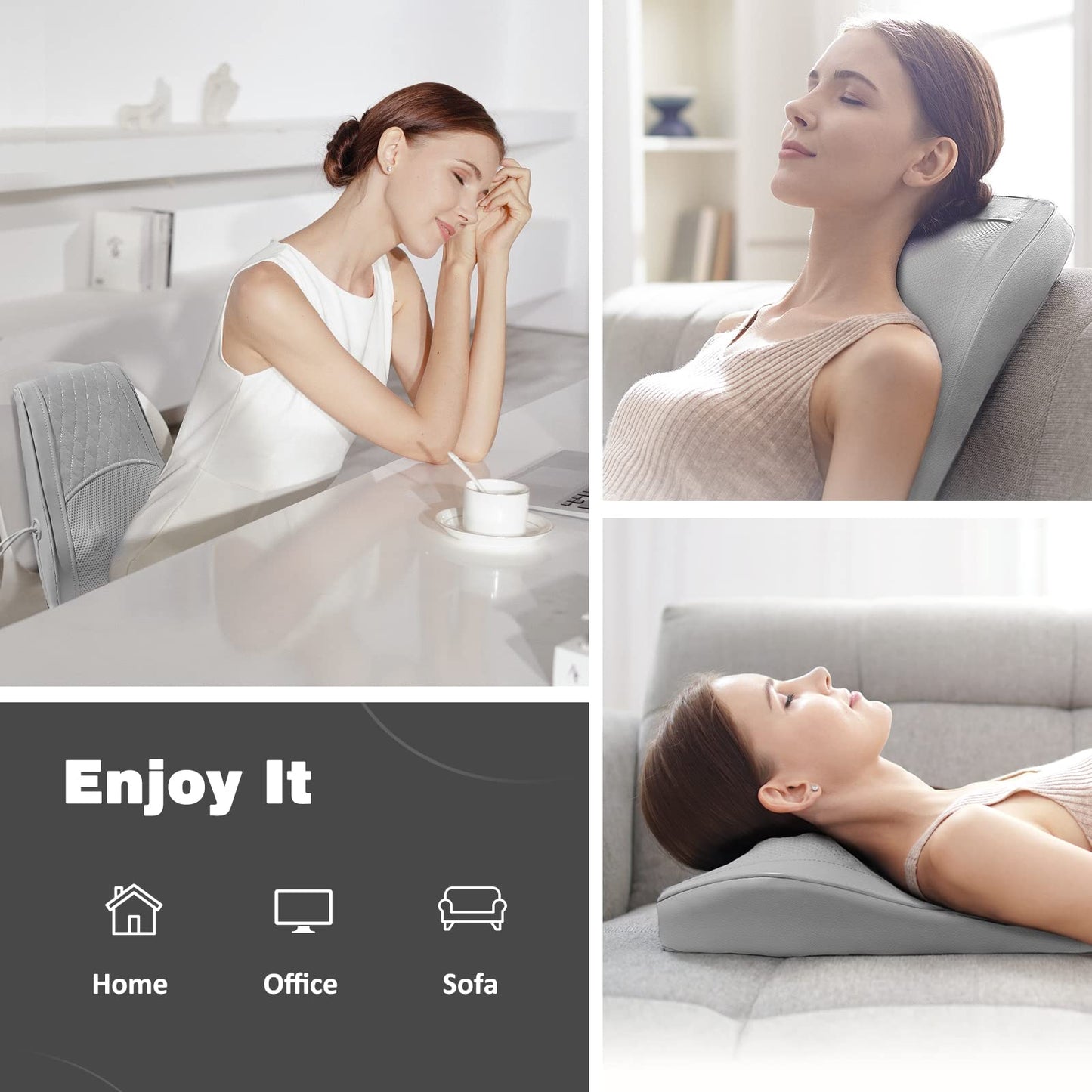 Neck and Shoulder Massager with Heat, Shiatsu Massage Pillow with 3D Deep Tissue Kneading for Back Legs Foot Body Pain Relief,at Home Office Car, Gift for Mom & Dad