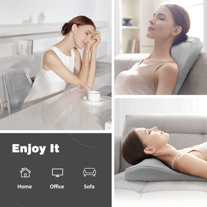 Neck and Shoulder Massager with Heat, Shiatsu Massage Pillow with 3D Deep Tissue Kneading for Back Legs Foot Body Pain Relief,at Home Office Car, Gift for Mom & Dad