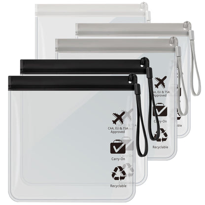 5Pcs Reusable TSA Approved Security Clear Toiletry Bag-Quart Size for EU UK & US Carry-on Regulations Security Waterproof & Leakproof Travel Bags for Liquids, Travel Accessories Holiday Essentials
