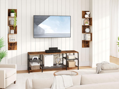 HOOBRO Corner Shelf Wall-Mounted, Set of 2 Floating Corner Shelves for Wall, 4-Tier Corner Bookshelves for Living Room, Bedroom, Bathroom, Home Office, Rustic Brown BF25BJP201