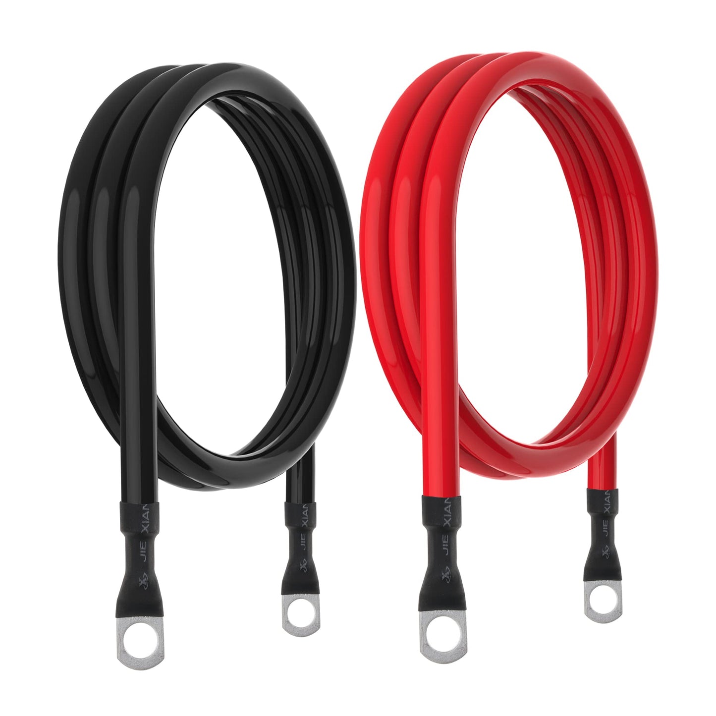 4 AWG Battery Cable 4AWG Gauge Pure Copper Battery Inverter Cables with 3/8 in Lugs Both Ends Power Inverter Wire Set for Automotive Solar Marine Boat RV Car Motorcycle Red and Black (4FT)