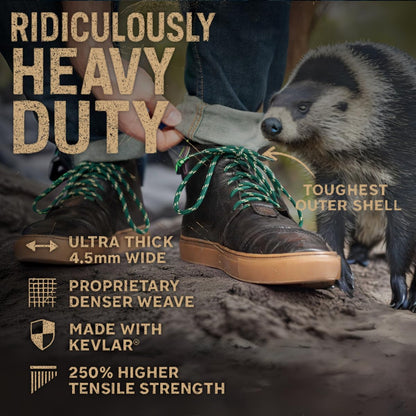 Mercury + Maia Honey Badger Boot Laces, USA Made Indestructible Shoelaces, Round Heavy Duty Bootlaces for Work & Hiking, Gold, 54 in (1p)